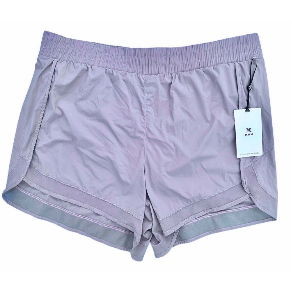 RBX Women's Running Shorts w/ Panty Liner - Wicking, Stretch Size L Lilac Purple